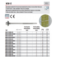 Skrutka na halové panely do ocele WSW 12 (max 12mm) 6hr + podložka