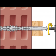 Hmoždinka rámová do tehlobloku HBR so zapustenou skrutkou